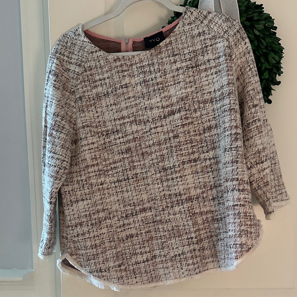 W5 Ivory and Brown Tweed Blouse